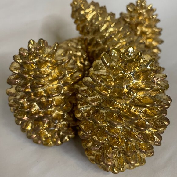 Department 56 Gold-Tone Pinecones (Set of 5) Perfect for Winter or Christmas - Picture 5 of 7